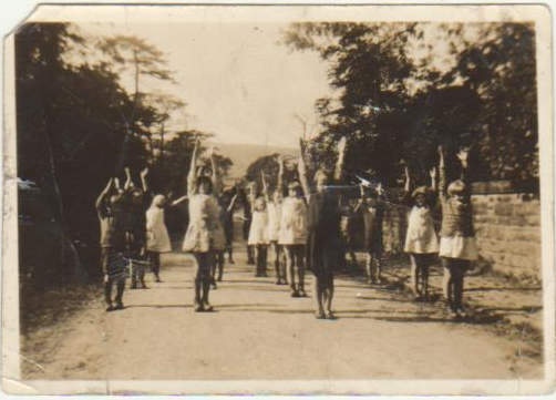 Exercising on roadway outside Meerbrook school